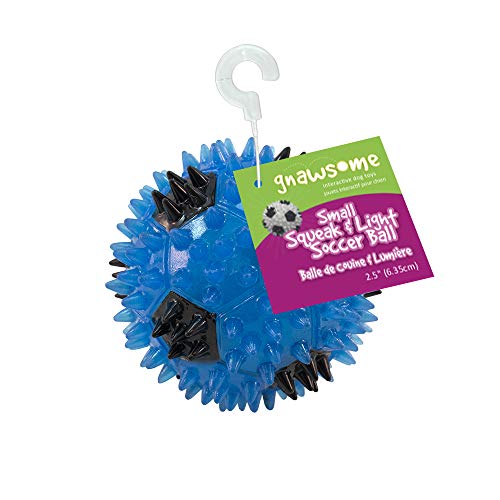 Gnawsome 2.5” Squeak & Light Soccer Ball Dog Toy - Small, Promotes Dental and Gum Health for Your Pet, Colors will vary, 2.5" for All Breed Sizes
