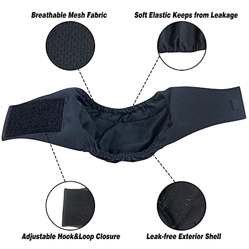 Leekalos Male Dog Diapers (3 Pack), High Absorbing Dog Belly Bands for Male Dogs, Washable Reusable Dog Male Wraps (Black, Blue, Coffee, Medium)