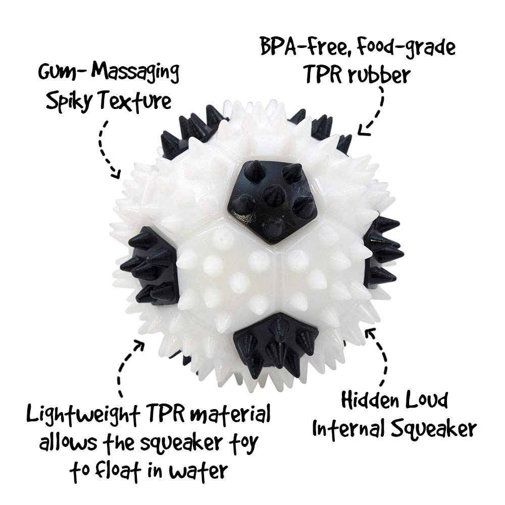 Gnawsome 3.5” Squeaker Soccer Ball Dog Toy - Medium, Promotes Dental and Gum Health for Your Pet, Colors Will Vary, All Breed Sizes