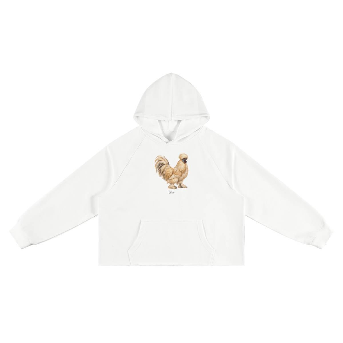 Silkie Rooster Hoodie — Unisex Vintage Wash Raw Edge Boxy
