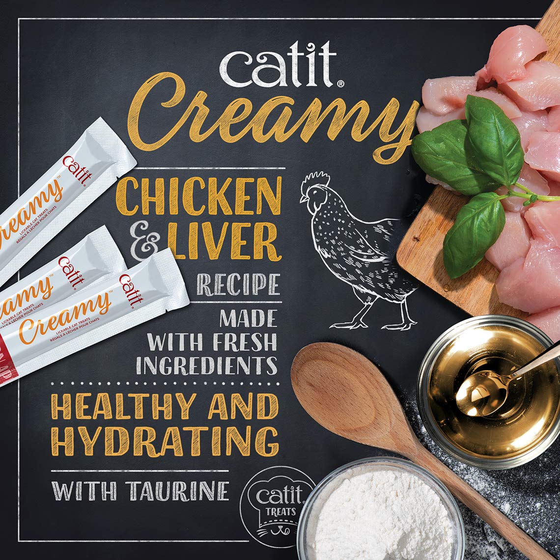 Catit Creamy Lickable Cat Treat, Healthy Cat Treat, Chicken & Liver, 12 Pack