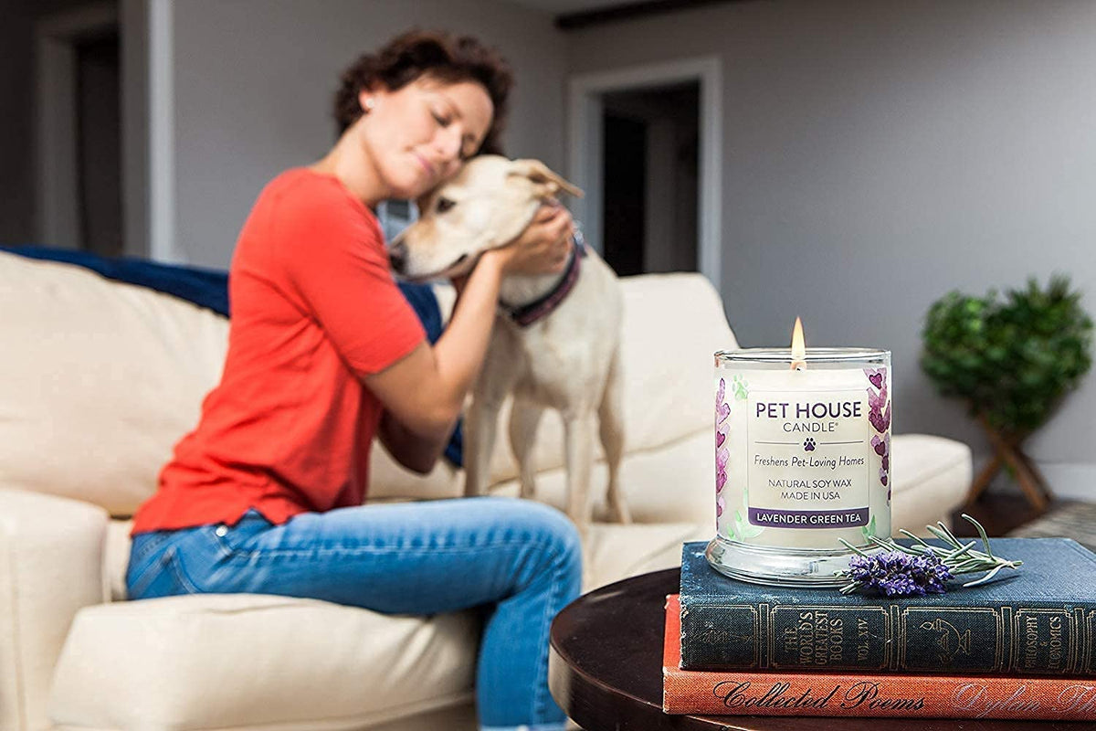 One Fur All Pet House Candle - Fresh Citrus - 100% Plant-Based Wax Candle - Pet Odor Eliminator for Home - Non-Toxic & Eco-Friendly Air Freshening Scented Candles