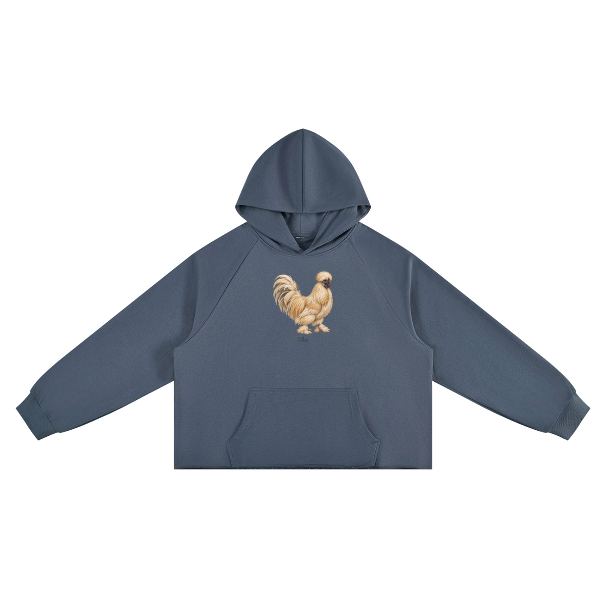 Silkie Rooster Hoodie — Unisex Vintage Wash Raw Edge Boxy