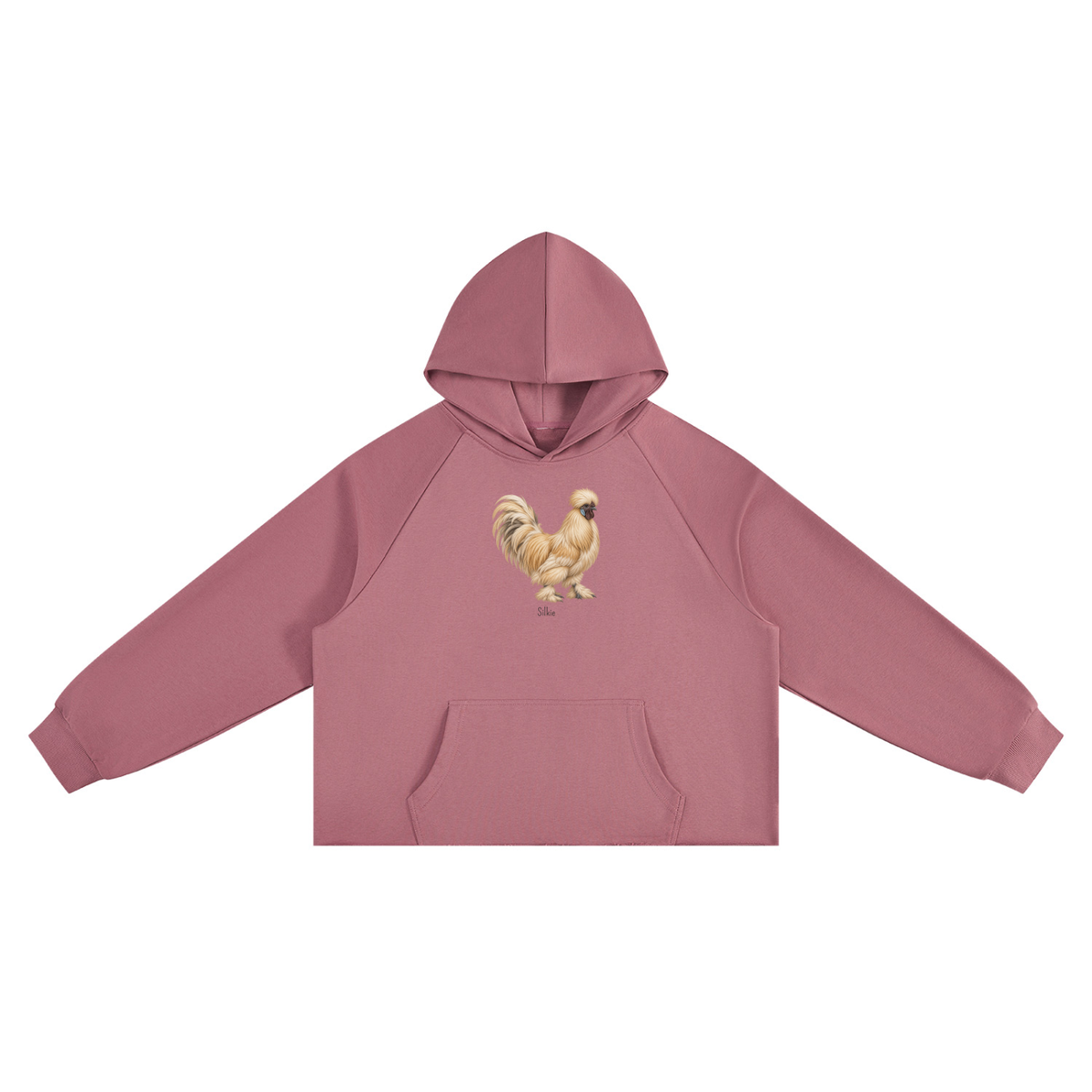Silkie Rooster Hoodie — Unisex Vintage Wash Raw Edge Boxy